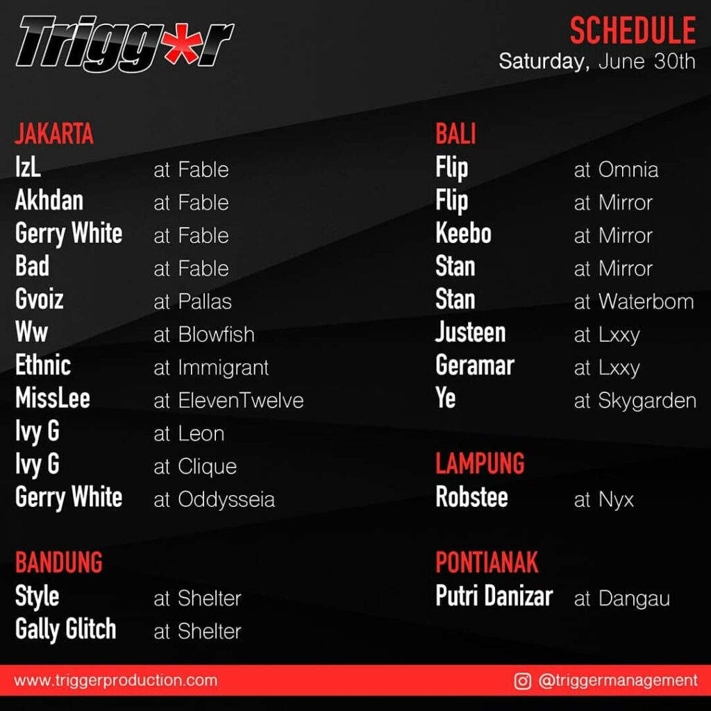 Schedule DJs & MCs Saturday June 30th 2018