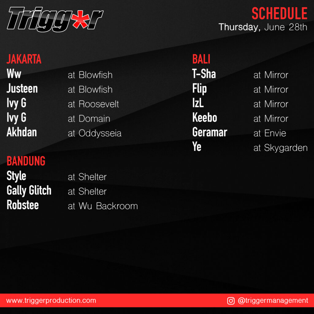 Schedule DJs & MCs Thursday June 28th 2018