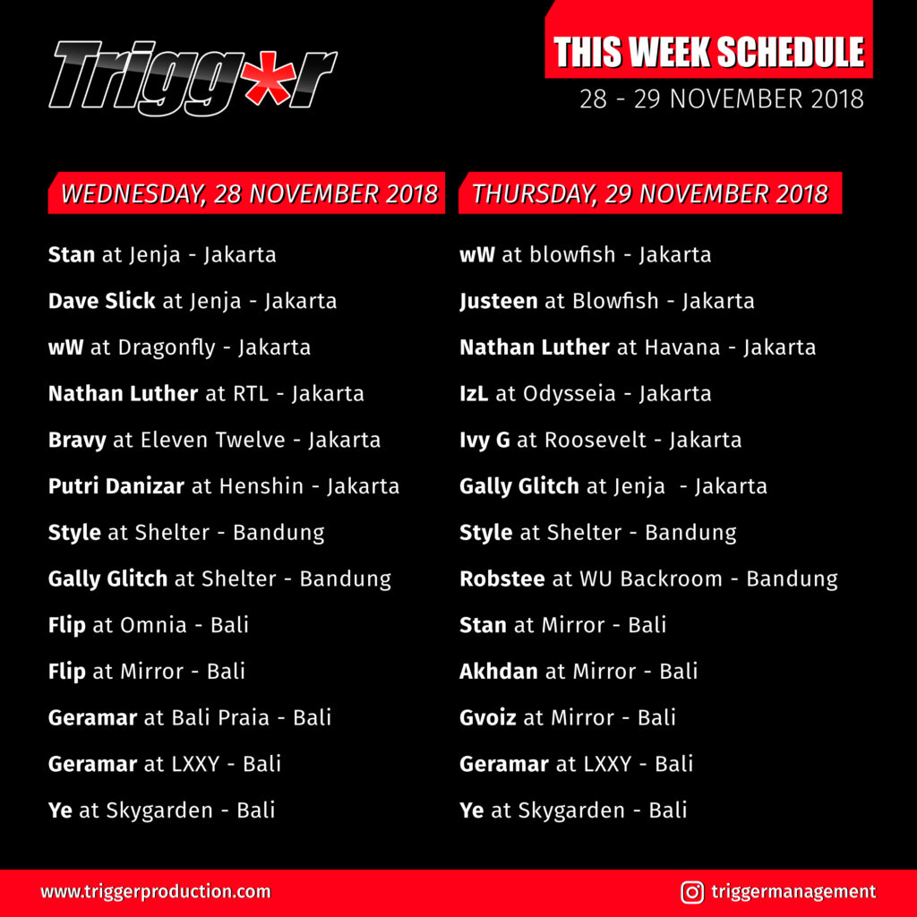Schedule DJs & MCs 28 – 29 November 2018