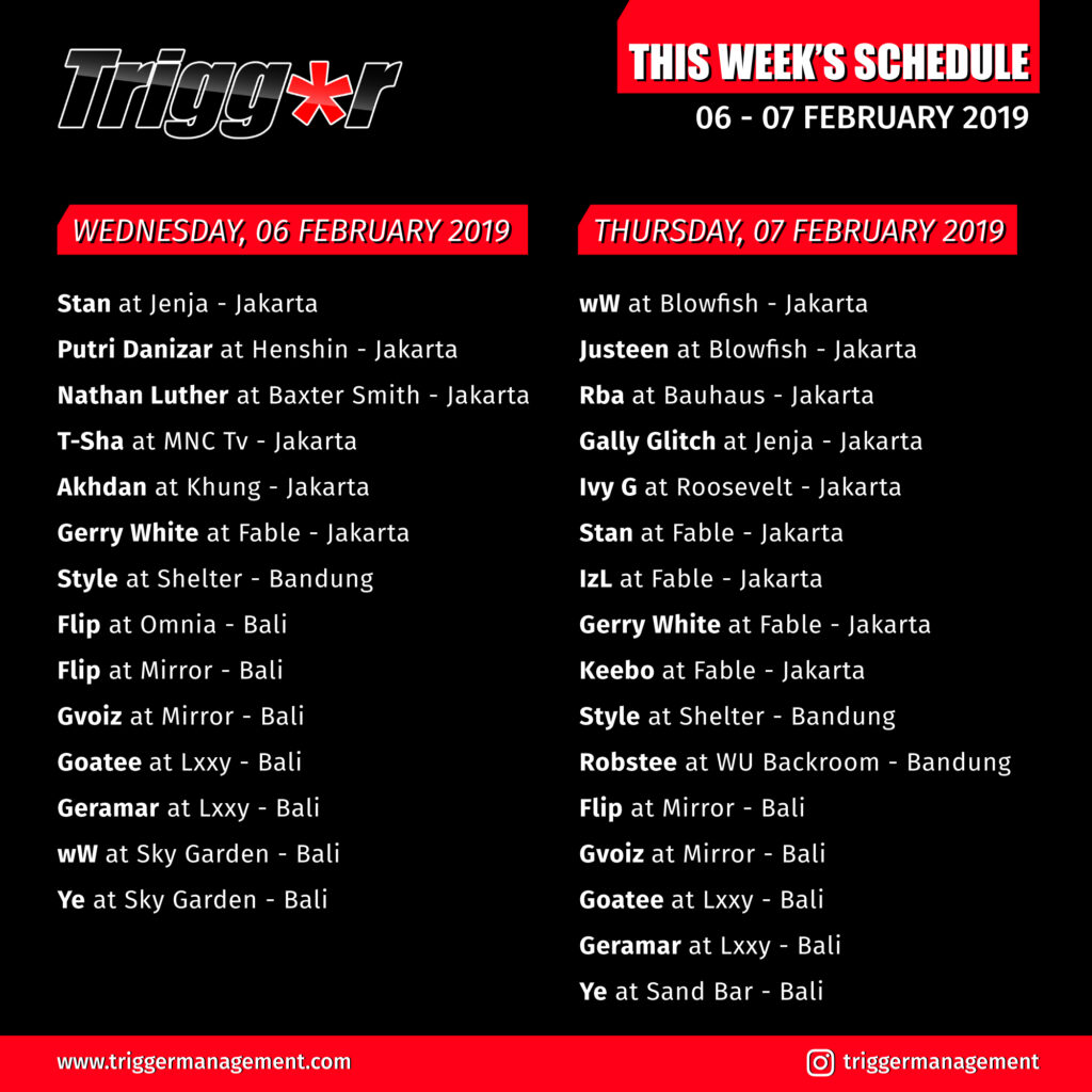 Schedule DJs & MCs 06 – 07 February 2019