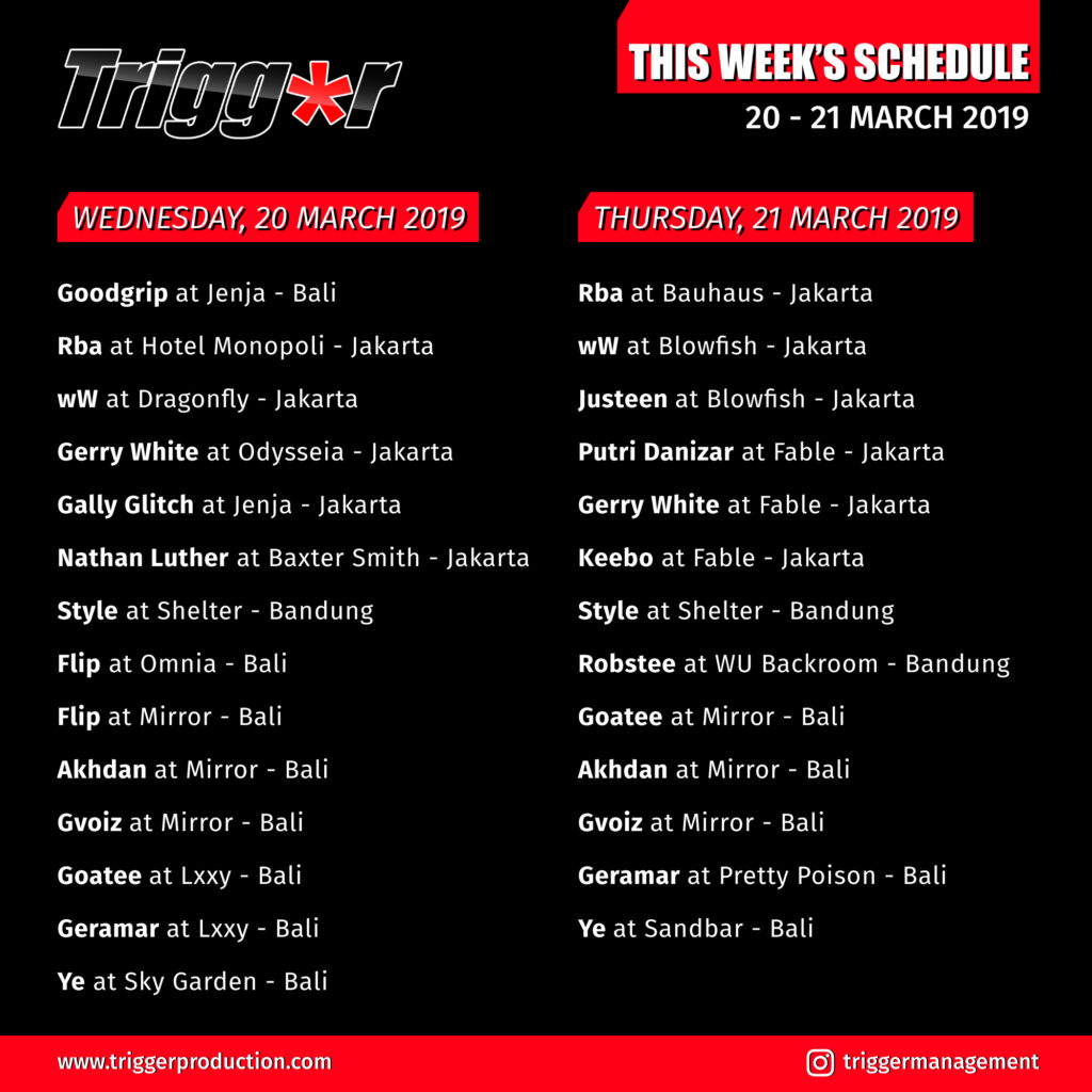 Schedule DJs & MCs 20 – 21 March 2019