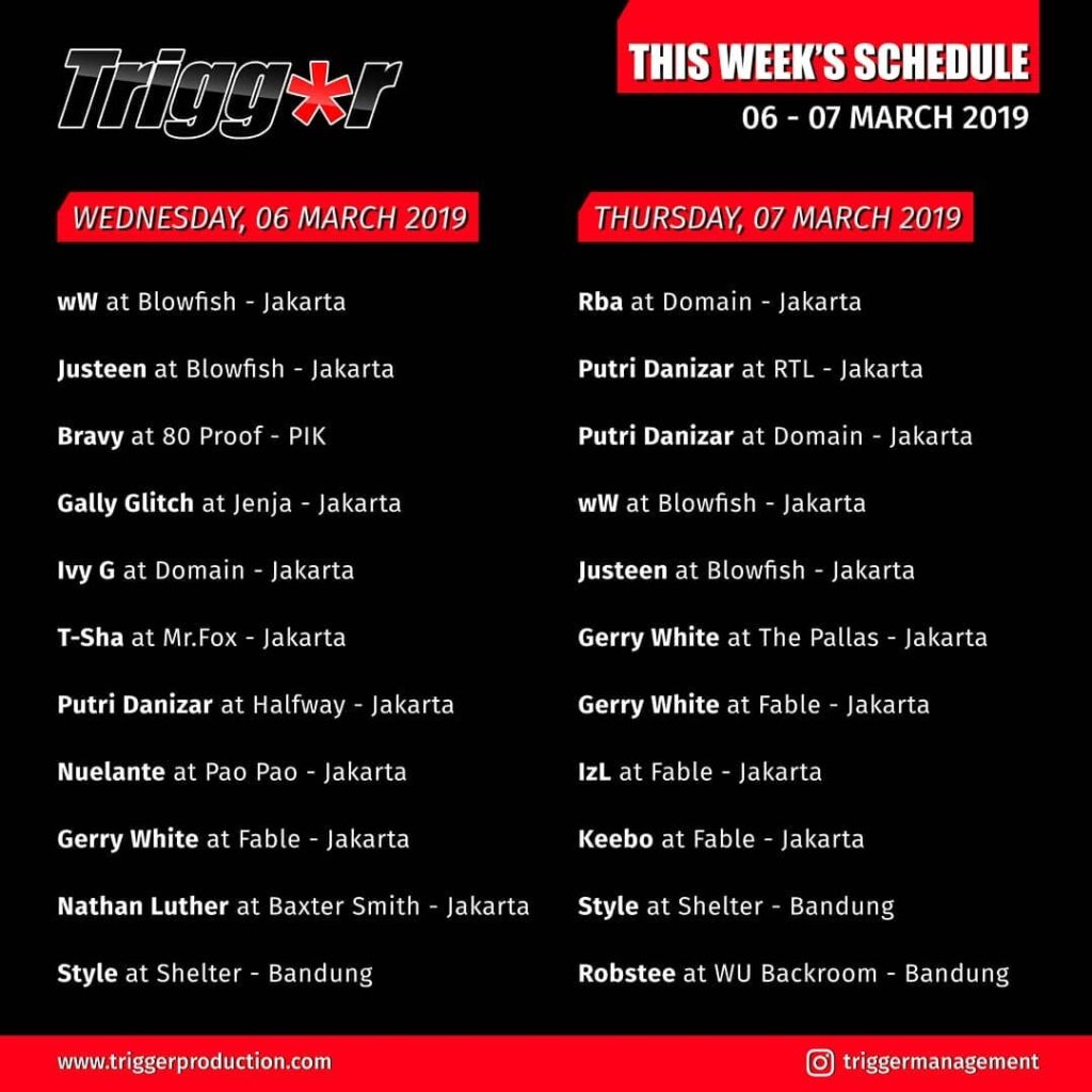 Schedule DJs & MCs 06 – 07 March 2019