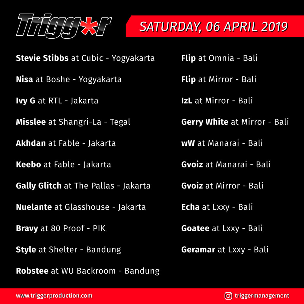 Schedule DJs & MCs 06 April 2019