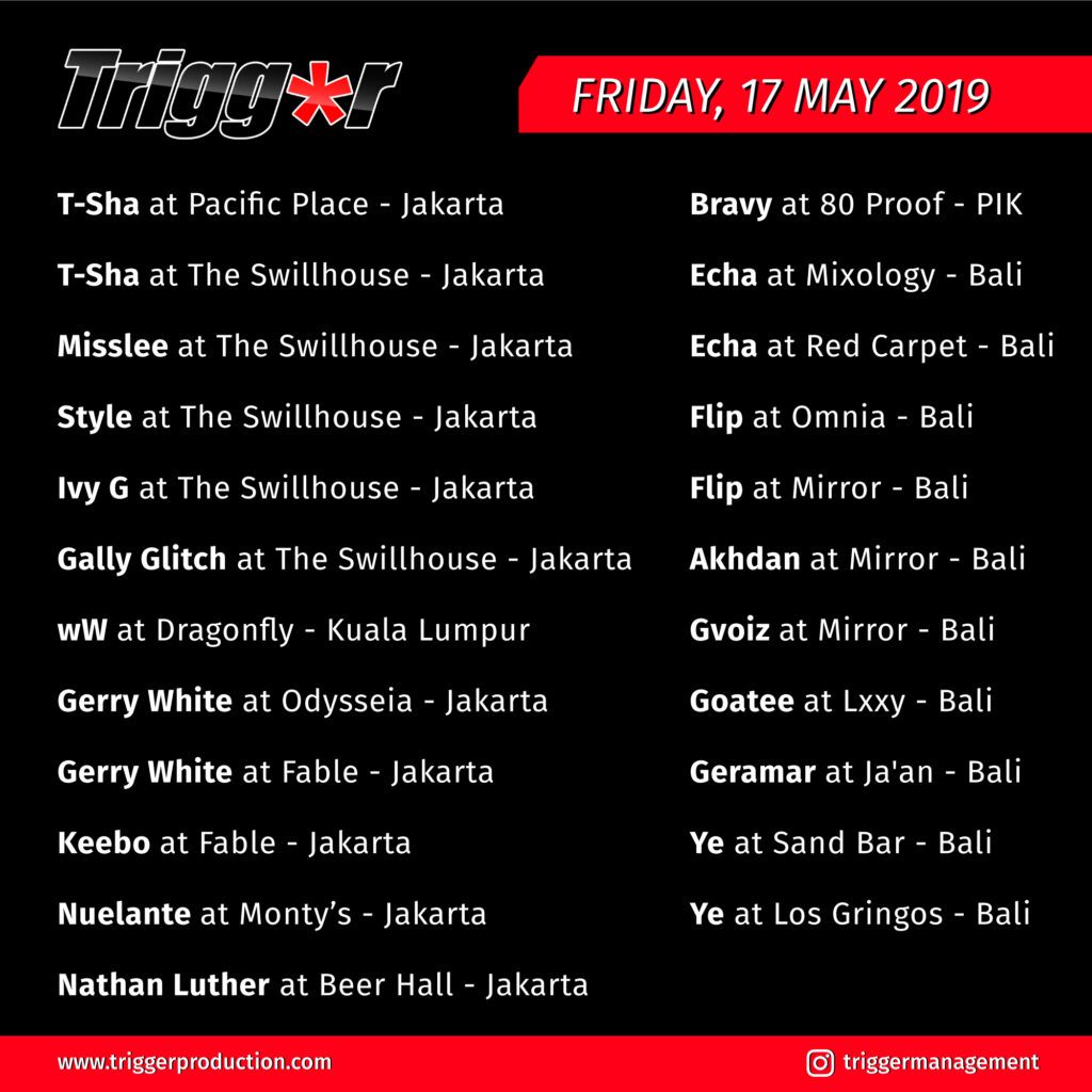 Schedule DJs & MCs 17 May 2019