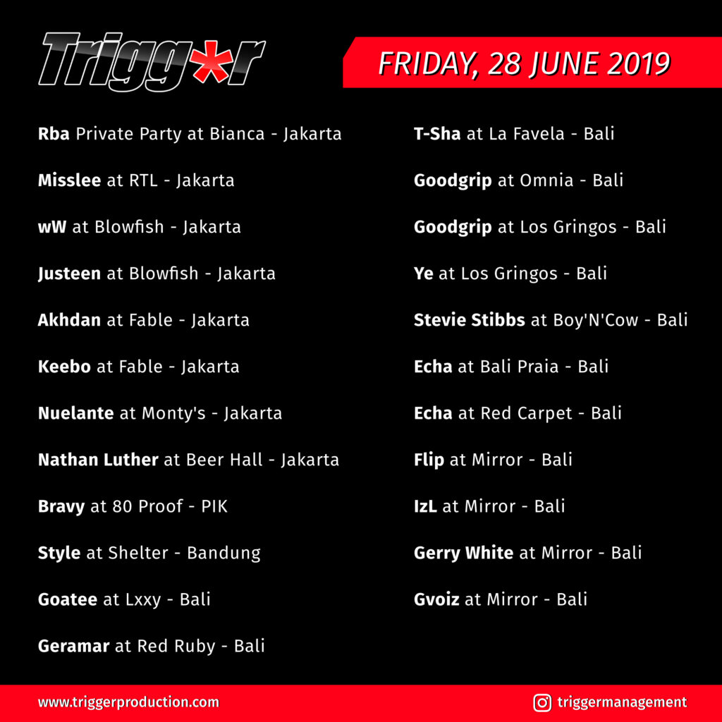 SCHEDULE DJS & MCS 28 JUNE 2019
