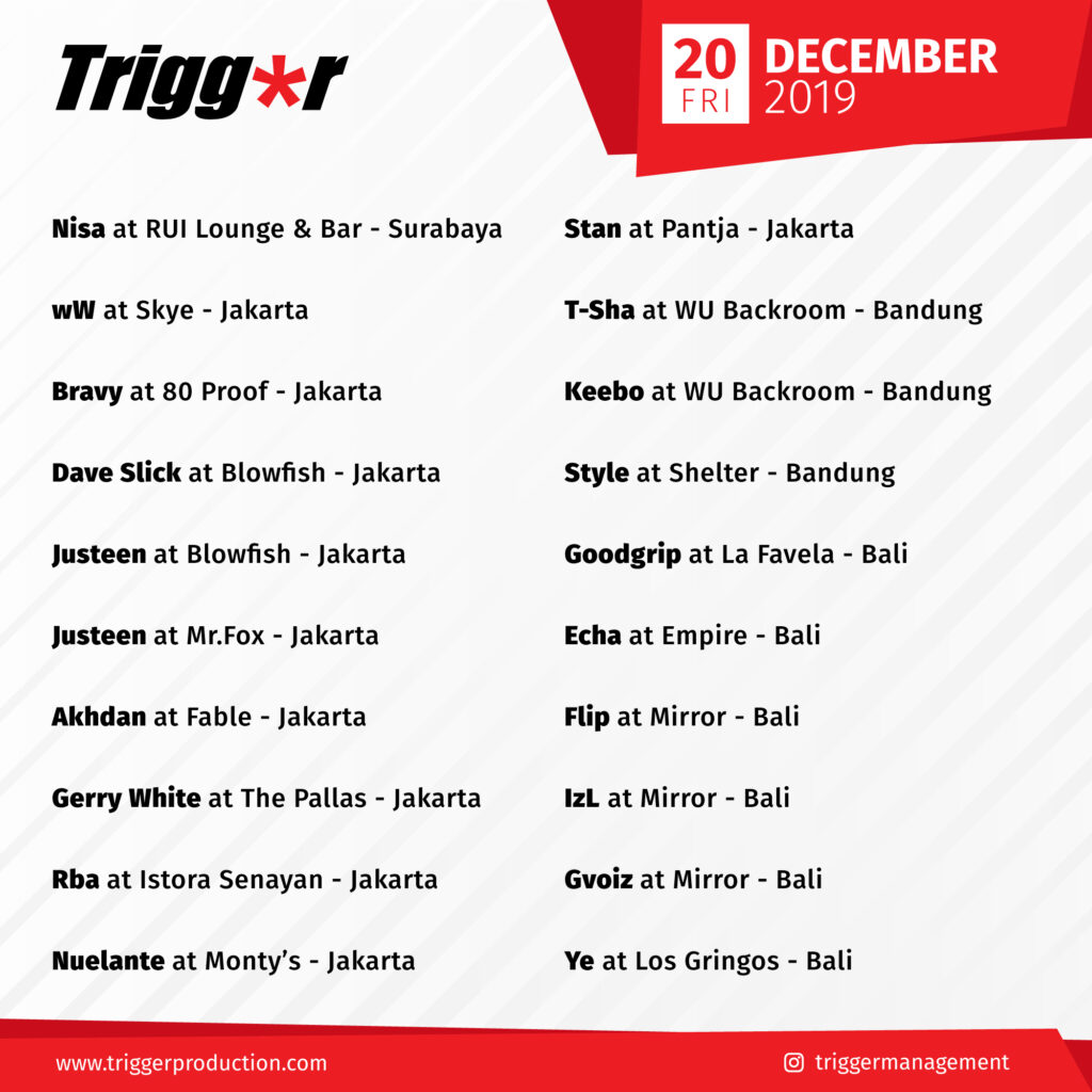 SCHEDULE DJS & MCS 20 December 2019