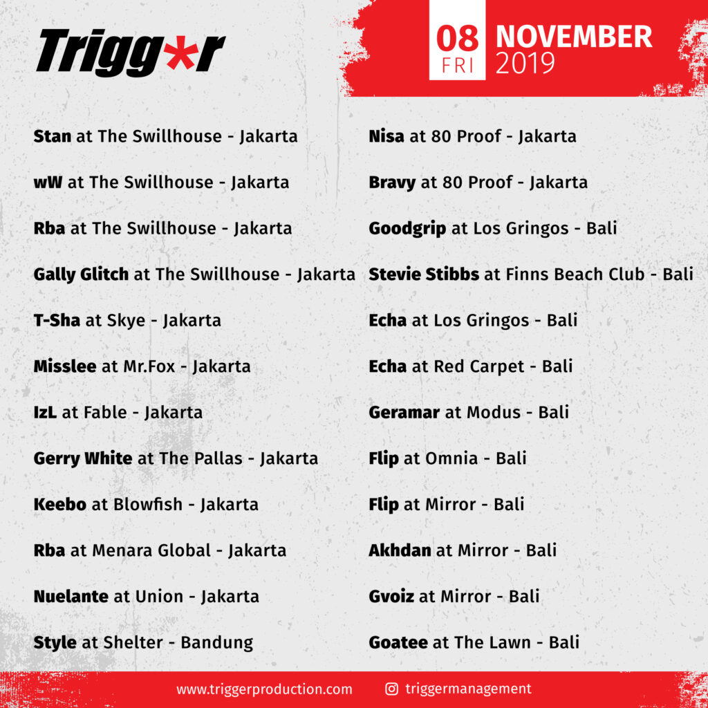 SCHEDULE DJS & MCS 08 November 2019