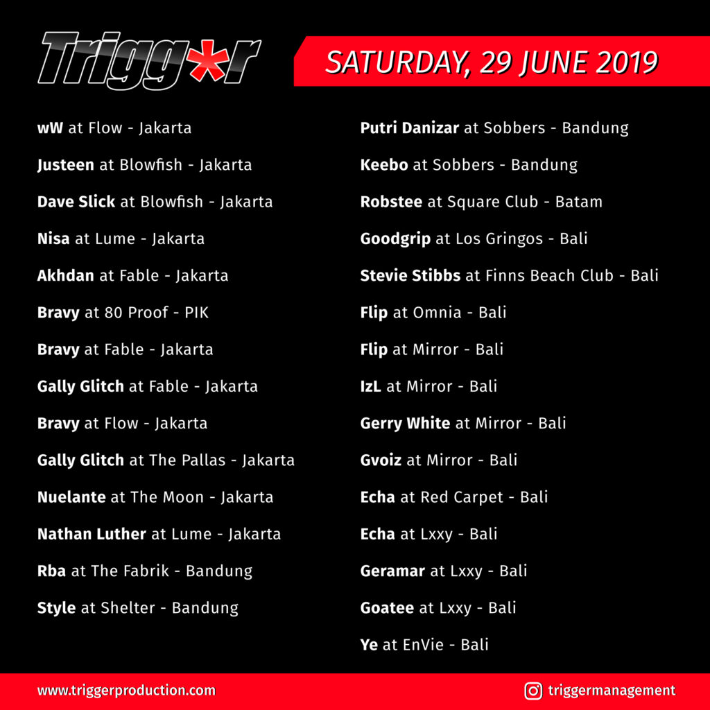SCHEDULE DJS & MCS 29 JUNE 2019