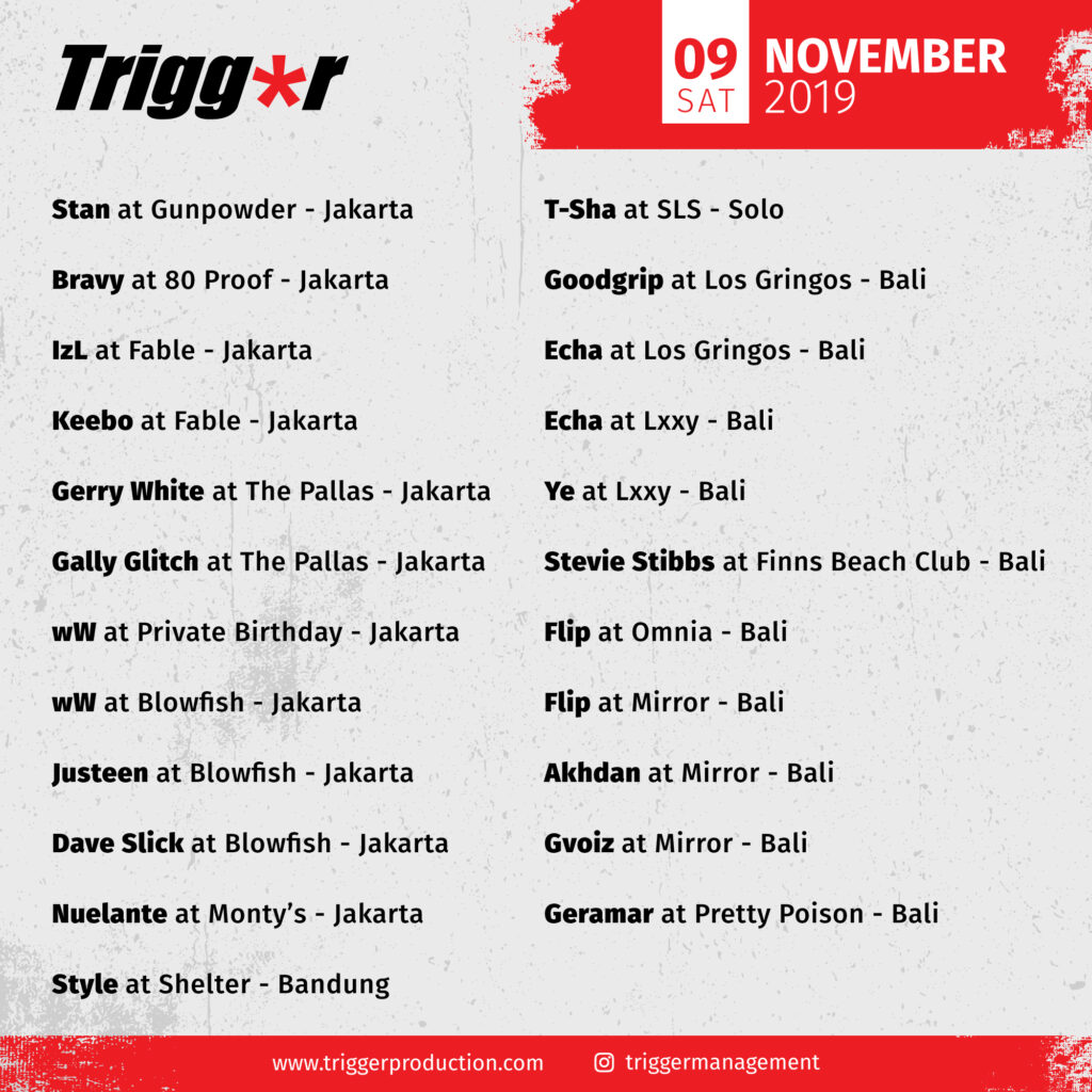 SCHEDULE DJS & MCS 09 November 2019