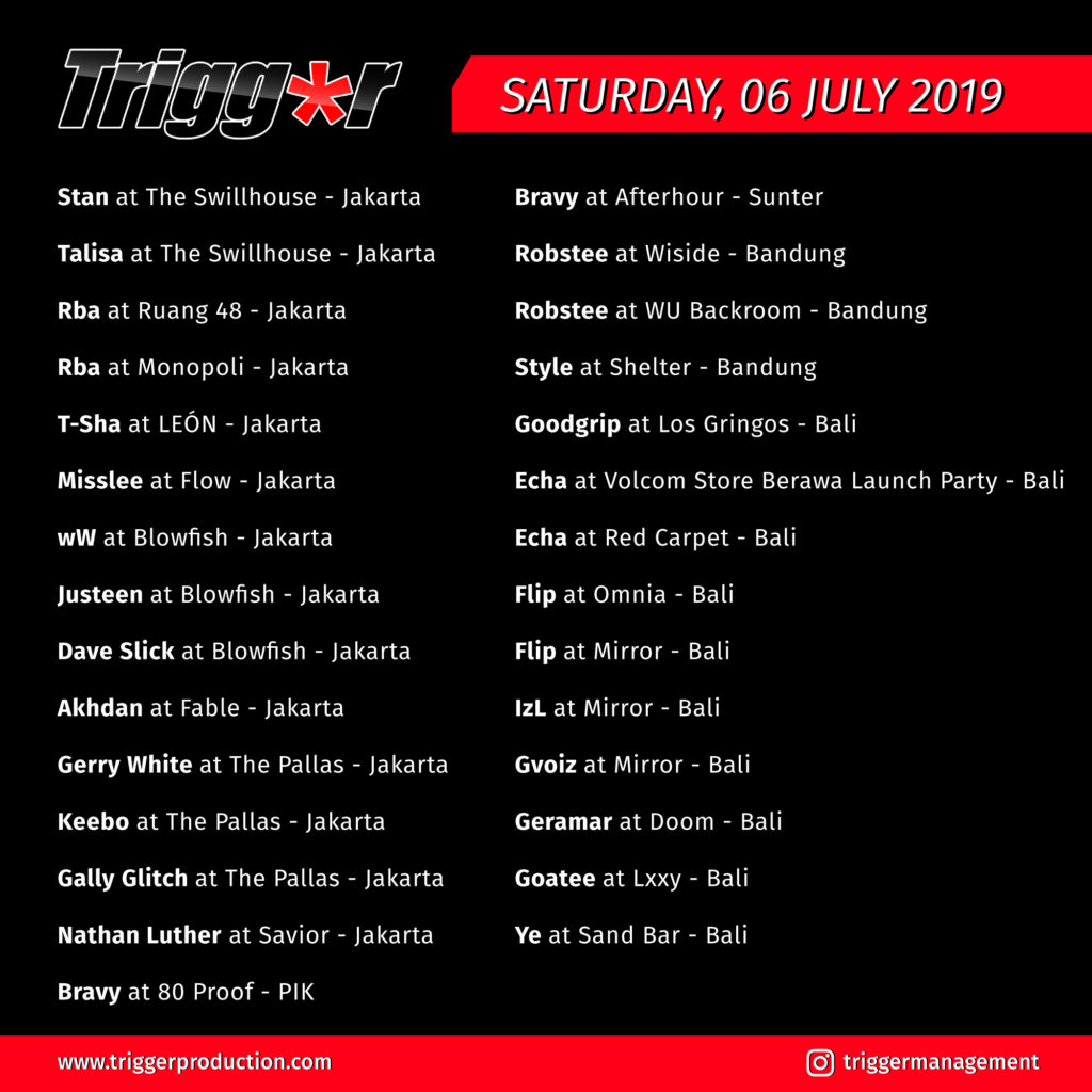 SCHEDULE DJS & MCS 06 JULY 2019