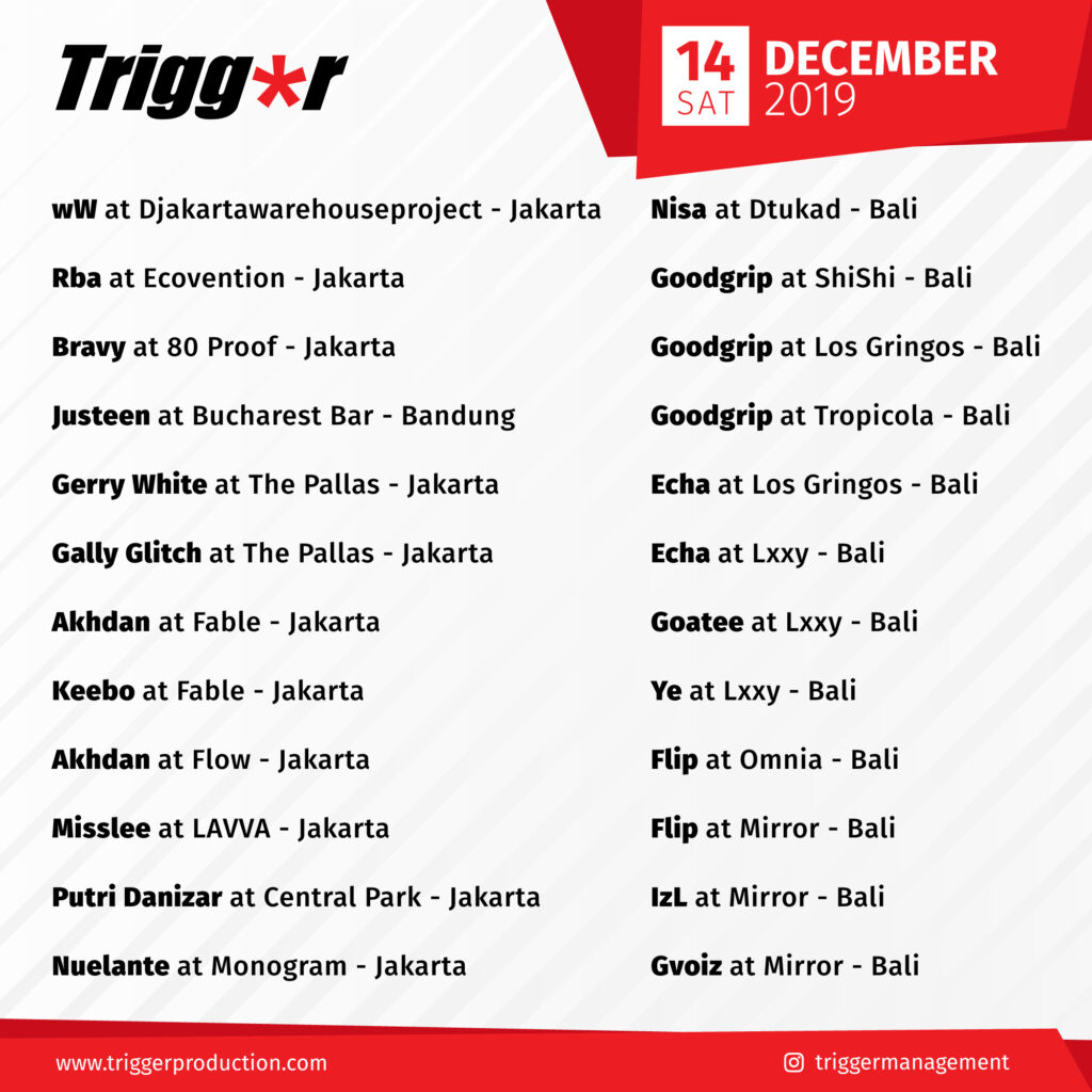 SCHEDULE DJS & MCS 14 December 2019