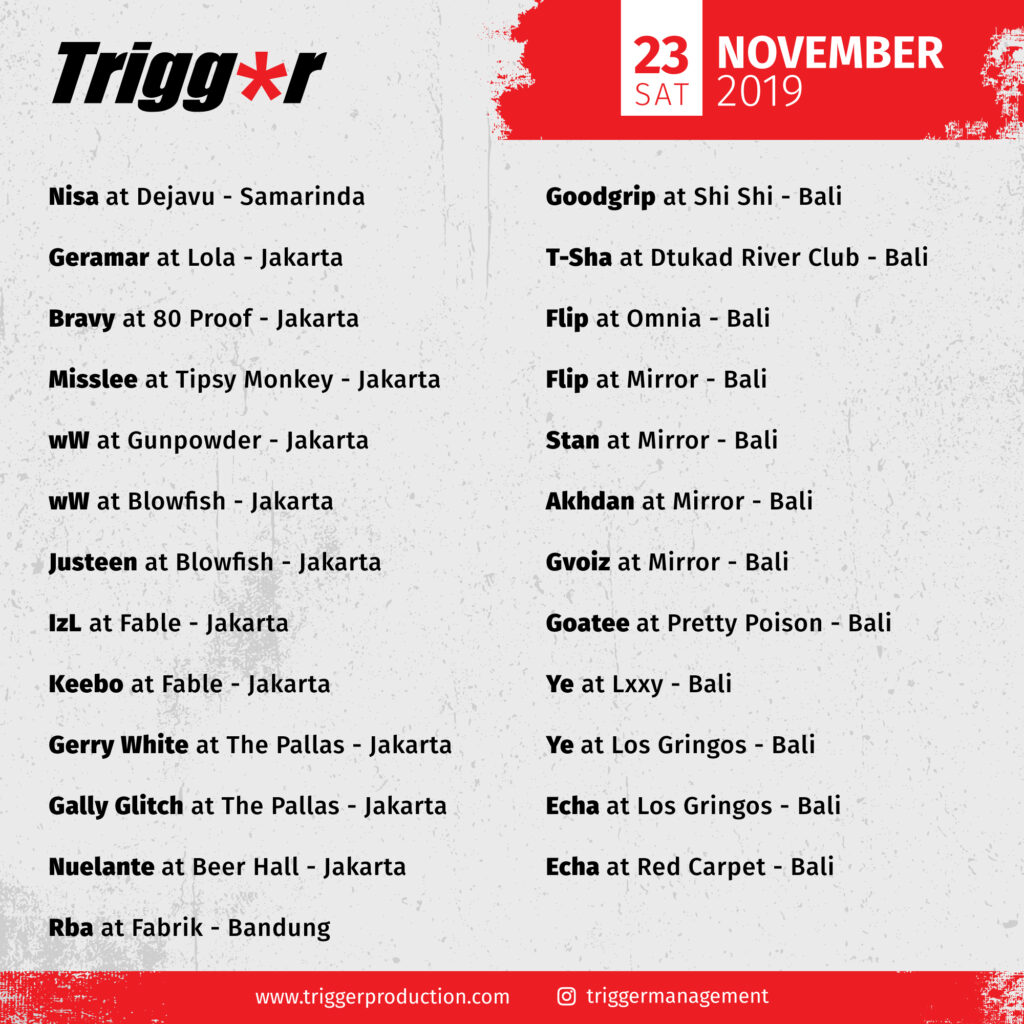 SCHEDULE DJS & MCS 23 November 2019